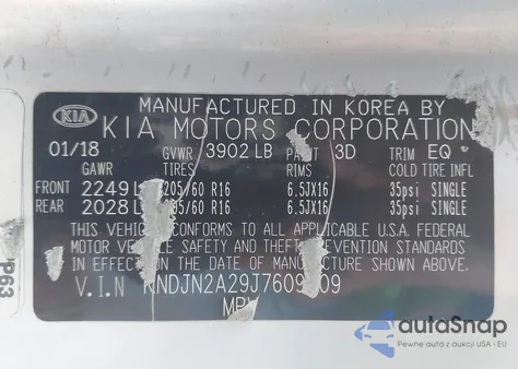 2018 Kia Soul z USA, uszkodzony, nr VIN KNDJN2A29J7609209
